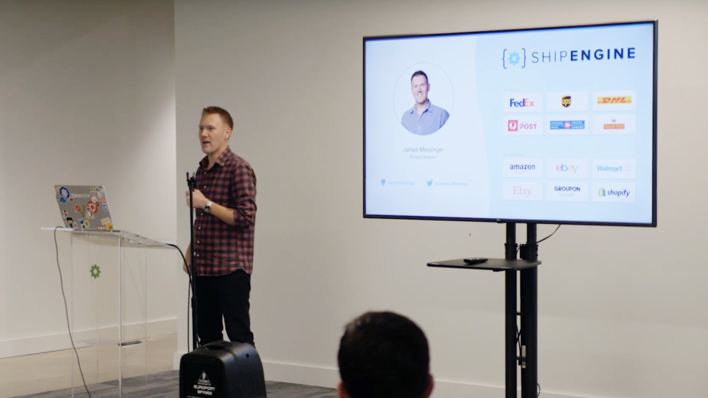 James Messinger giving presentation at the Austin Homegrown API Meetup from May 2019